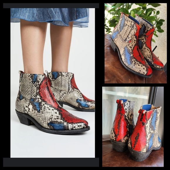 Golden‎ Goose Crosby Snake-Print Western Ankle Boots - Picture 1 of 7